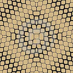 Gold and black vector halftone texture. Abstract geometric seamless pattern