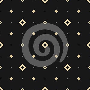 Gold and black vector seamless pattern with small diamond shapes, stars, dots