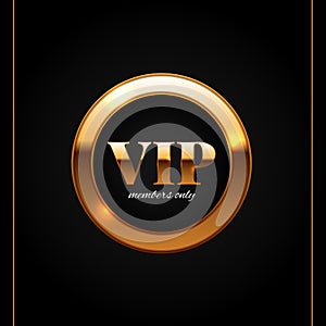 Gold and black vip label shiny vector illustration