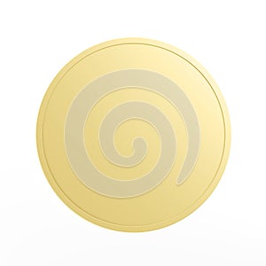 Gold blank coin isolated on white background.