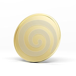 Gold blank coin isolated on white background.