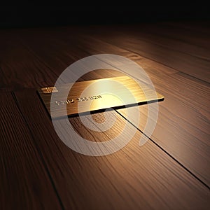Gold blank credit card on table