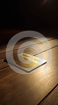 Gold blank credit card on table