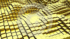 Gold blocks abstract 3D render