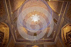 Gold and blue ceiling, Gur Emir, Samarkand, Uzbekistan
