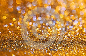 Gold and Blue  Glitter Background with bokeh