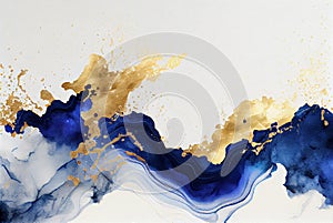 Gold and blue marbling abstract background