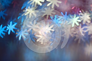 Gold and blue snowflakes background