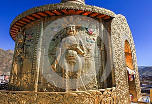 a Gold Bodhisattva at Labuleng Temple, South of Gansu, China