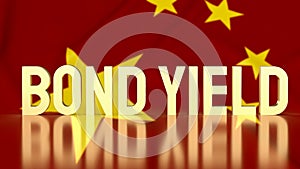 The gold bond yields on china flag background for business concept 3d rendering