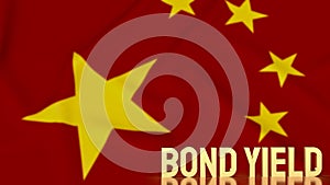 The gold bond yields on china flag background for business concept 3d rendering