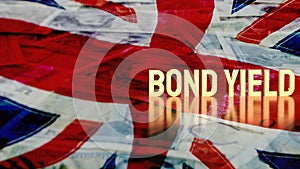 The gold bond yields on union jack flag background for business concept 3d rendering