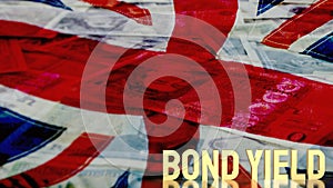 The gold bond yields on union jack flag background for business concept 3d rendering