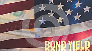 The gold bond yields on united states of america flag background for business concept 3d rendering