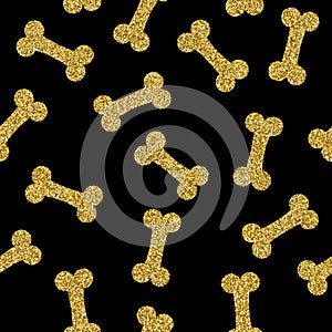 Gold dog bone seamless pattern golden glitter art photo