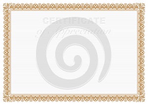 Gold Border Certificate of Appreciation with security printing