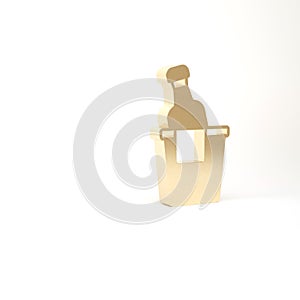 Gold Bottle of champagne in an ice bucket icon isolated on white background. 3d illustration 3D render