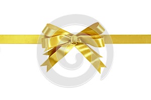 Gold bow gift ribbon straight horizontal