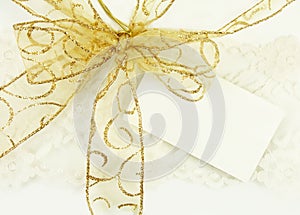 Gold Bow with Gift Tag