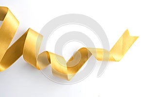 gold bow ribbon satin texture isolated on white