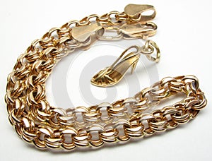 Gold bracelet and high heel shoe
