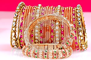 Gold bracelets and bangles photo