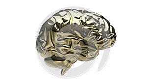 Gold brain 3d render model illustration photo