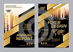 Gold Brochure Layout design template. Annual Report Flyer Leaflet cover Presentation Modern background. illustration vector in A4