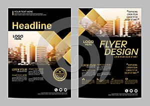 Gold Brochure Layout design template. Annual Report Flyer Leaflet cover Presentation Modern background. illustration vector in A4