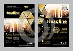 Gold Brochure Layout design template. Annual Report Flyer Leaflet cover Presentation Modern background. illustration vector in A4