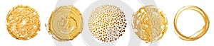 Gold bronze dots circle. Art Abstract  texture background