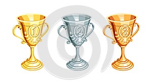 Gold, bronze, silver champion cup