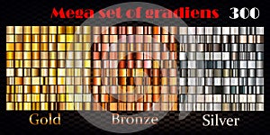 Gold, bronze and silver gradients. Huge vector collection photo