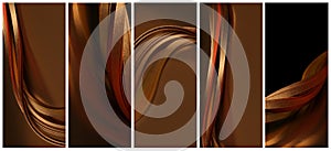 Gold bronze wave on broun Abstract background
