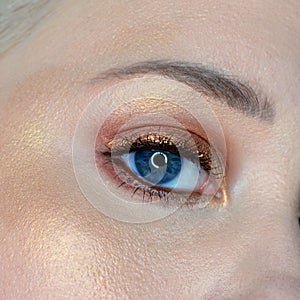 Gold and Bronzed makeup close up