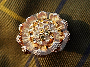 Gold Brooch with Rhinestones