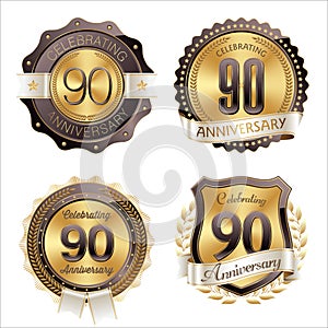 Gold and Brown Anniversary Badges 90th Years Celebration photo