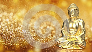 The gold buddha for religious concept 3d rendering