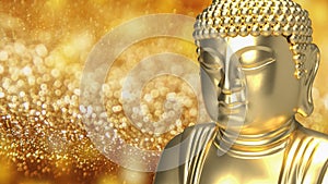 The gold buddha for religious concept 3d rendering