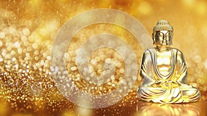 The gold buddha for religious concept 3d rendering