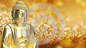 The gold buddha for religious concept 3d rendering