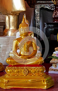 Gold Buddha statue, buddhism religion