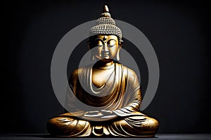 Gold Buddha statue in darkness