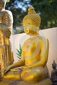 Gold Buddha in Wat Phra That Bang Phuan