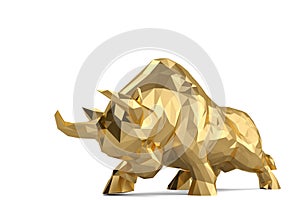 Gold bull on white background.3D illustration. photo