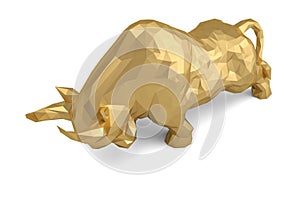 Gold bull on white background.3D illustration.