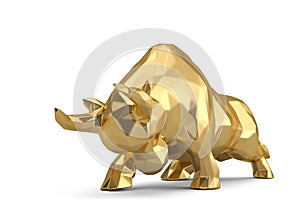 Gold bull on white background.3D illustration. photo