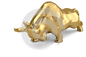Gold bull on white background.3D illustration.