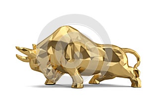 Gold bull on white background.3D illustration.