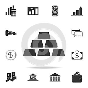 Gold bullion, gold bar icon. Detailed set of finance, banking and profit element icons. Premium quality graphic design. One of the